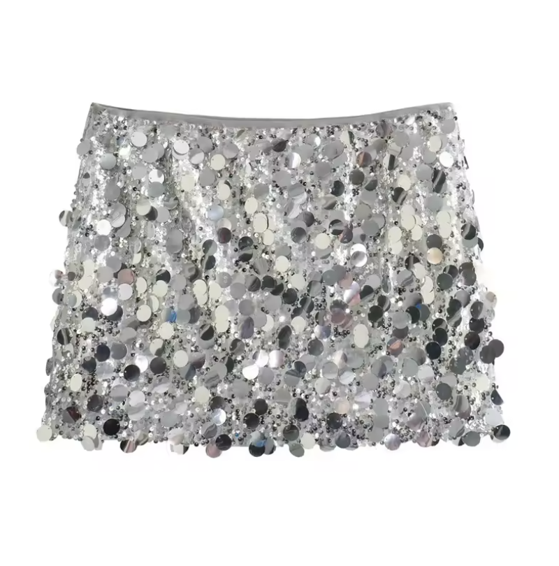 Jupe à paillettes argentée
