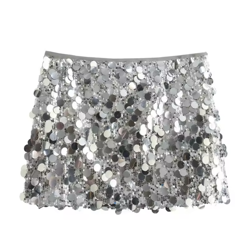 Jupe à paillettes argentée