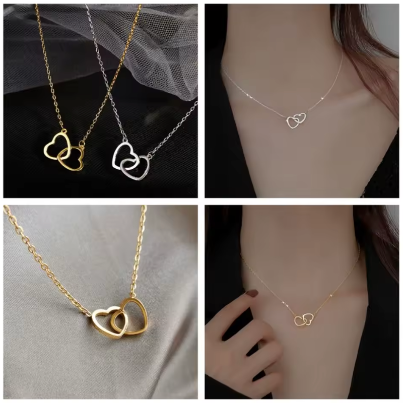 Collier double coeur