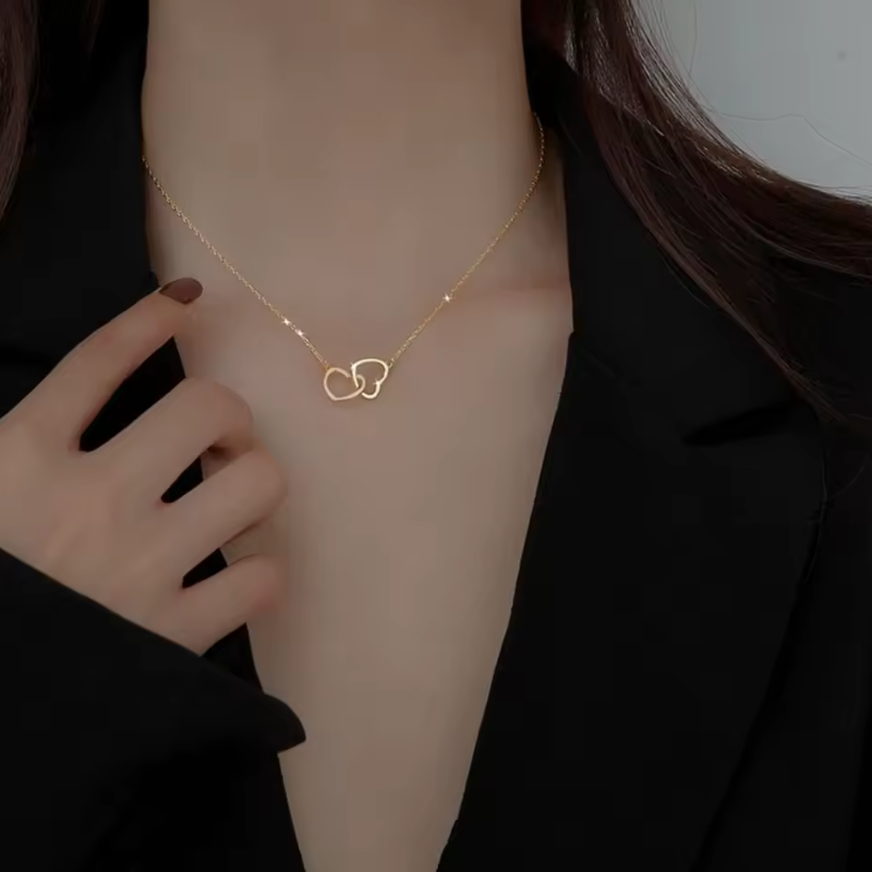 Collier double coeur